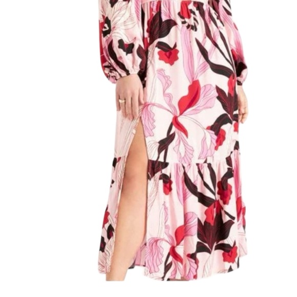 Eloquii Tropical Wrap Bodice Maxi Dress sz 20 NWT Pink Black - Picture 4 of 12